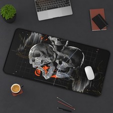 Glitched Skull Trio Desk Mat | Dark Cyberpunk Gaming Mousepad picture