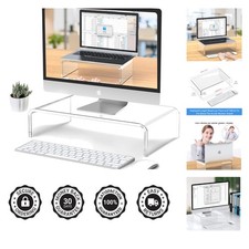 Elegant Clear Acrylic Monitor Stand Riser for Ergonomic Workspace Comfort picture