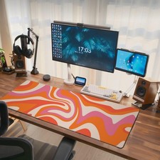 Large Boho Gaming Mouse Pad - XL Oversized Desk Mat with Stitched Edges 31.5x11. picture