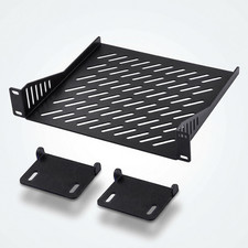 10 Inch 1U Rack Shelf Steel Black Vented Server Network IT AV Equipment Storage picture