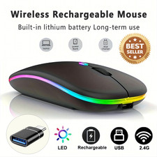 RGB LED Wireless Mouse Rechargeable Optical Silent Mice USB For PC Laptop picture