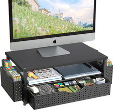 Desk Organizer and Accessories, Computer Monitor Stand Riser with Drawer and 2 P picture