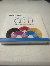 Memorex Cool Colors CD-R 5 Pack 52x 700MB/Mo 80 Minute  New Sealed picture