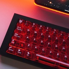 114 PCS Crystal Clear Transparent Keycaps Cherry Profile Red Mechanical picture