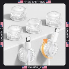 Cable Organizer Clips 6 Pack, 360° Rotatable Spring Lock, Clear Adhesive picture