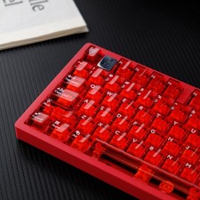 114 Keys Transparent Keycaps PC Cherry Profile Red Crystal Clear Set picture