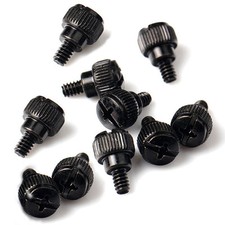 10  PC Computer Case Thumb Screws 6-32 Toolless Modding Black picture