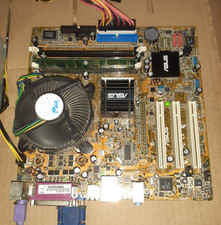 Vintage Asus P5GL-MX/S, Celeron CPU@ 2.66Ghz, 256MB RAM, Heatsink and Backplate picture