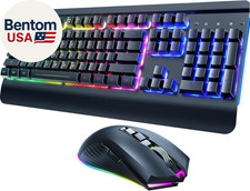 Wireless Gaming Keyboard and Mouse Combo, Metal Panel, 7 Color Backlits, Recharg picture