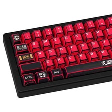 135 Keys Red Black PBT Keycaps Set Cherry Profile Manga Japanese ANSI Layout picture