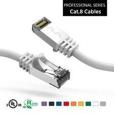 4Ft CAT8 S/FTP Ethernet Network Cable White 26AWG picture