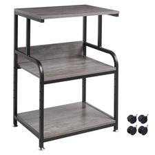 3 Tier Gray Printer Stand with Height Adjustable Storage Shelf picture