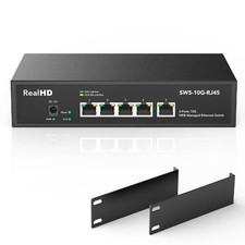 5 Port 10Gb RJ45 Web Managed Ethernet Network Switch Multi-Gig Rack Mount Fan picture
