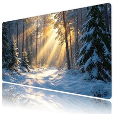 Sunshine Through Winter Forest Landscape Mat for Keyboard and Mouse Desk Pad picture