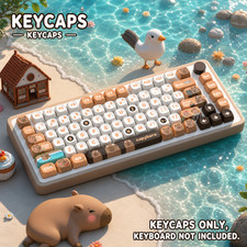 Capybara Theme Keycap Set PBT Cute Custom Keyboard 112 Keys for MX Keyboard picture