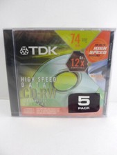 TDK High Speed Data CD-RW Discs 5-Pack 74 min 650 MB 4x-12x Compatible picture