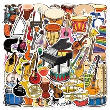 50Pcs Musical Instruments Stickers, Waterproof Vinyl Instrument Stickers picture