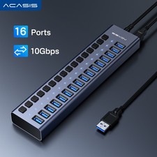Acasis 10Gbps USB 3.1 Hub 16 Port On/Off Switch with AC Power Adapter for Laptop picture