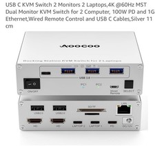 4K USB C KVM Switch Dock 2 Monitors 2 Laptops, Dual HDMI Monitor KVM Switch f... picture