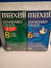 Blank VHS Tape Maxell Standard Grade 6 & 8 Hour T-120 T-160 Lot Of 2 NEW SEALED  picture
