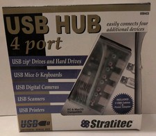 NOS Stratitec USB HUB, 4 Port, USB4CS, PC & MAC Compatible, w/USB Cables & Power picture