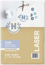 Hayes Paper, Waterslide Decal Paper Laser Clear 20 Sheets Premium Wate, A4 Size picture