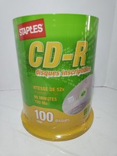 NEW Staples CD-R 80 Min Recording 700MB  52x Speed 100 Disc Pack Blank  picture
