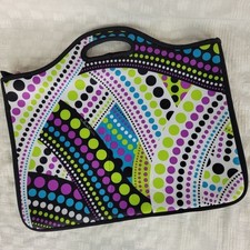 Macbeth Collection black white purple neon green blue laptop bag handles artsy picture