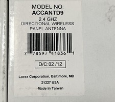Lorex  2.4GHz Directional Wireless Panel Antenna Range Extender Model ACCANTD9 picture