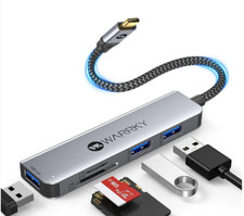 Warrky USB C Card Reader 5 in 1 Silver Gray 0.6ft picture