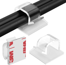 40Pack Large Cable Clips, Adhesive Wire Holders for Desk Wall, Clear picture