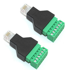 2Pcs RJ11 Male to 6 Pins Screw Terminal Block Adapter for Cat3 Telephone Handset picture