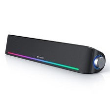 Nylavee SK100 Computer Sound Bar Hi-Fi Bluetooth AUX RGB Lighting Black picture