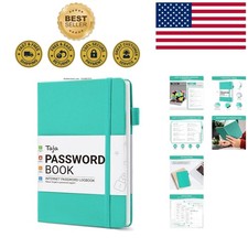 Elegant Aquamarine Password Keeper Book with Alphabetical Tabs for Seniors picture