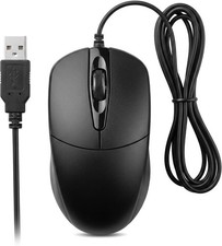 Classic Wired USB Optical Mouse - 3-Button, Ergonomic, Black picture