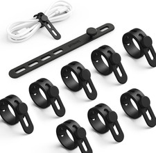 10 Pack Silicone Cable Ties Cord Organizer - Wire Management Wraps picture