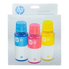 HP 31 Cyan Magenta Yellow Ink Bottles 3 Pack Combo Genuine Exp. 2026 picture