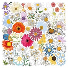 Cute Daisy Stickers 55PCS Beautiful Plants Waterproof Flower Colourful picture