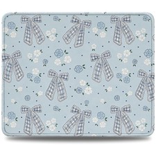 Coquette Bow Mouse Pad,Blue Floral Ribbon Mouse Pad with Non-Slip Rubber Base... picture
