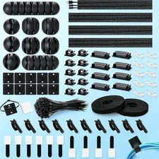 173 pcs. Cable Management Kit Wire/Cord Organizer Zip Ties Holder Clips Adhesive picture