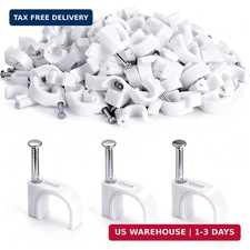 100PCS Cable Staples,10mm Cable Clips White,Cable Wire Clips Nail in Clips for R picture