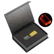 Green LED USB Flash Drive Free Custom Logo Pen Drive 64GB Black Box Memory Stick picture