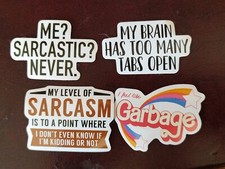Funny Sarcastic Quote Stickers 4 Pack Phrases Decals Laptop Water Bottle Tablet picture