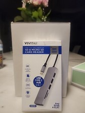 NEW Vivitar Aluminum USB Type C Hub 6 In 1 SD & Micro SD Card Reader Plug & Play picture