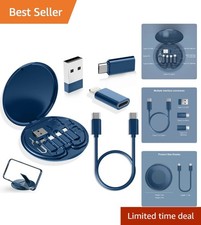 Multi-Device USB C Adapter Kit with SIM Storage & Phone Stand for Travel - Blue picture