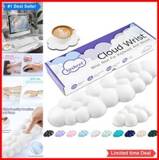 Cloud Wrist Rest Set Memory Foam Leather Mouse Pad Coaster Ergonomic Palm picture