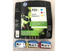 Genuine HP 920XL High Yield Cyan Magenta Yellow Ink Color 3 Pack D8J64BN OEM picture