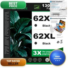 Black Ink Cartridges Replacement for HP 62 XL picture