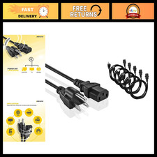 5 Pack Universal AC Power Cable - 3 Prong PC Power Cord for Monitor, Printer, TV picture