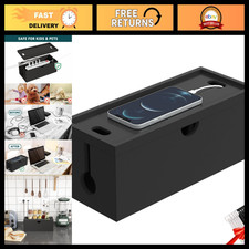 Large Bamboo Cable Management Box - Cord Organizer for Wires & Power Strips, No picture